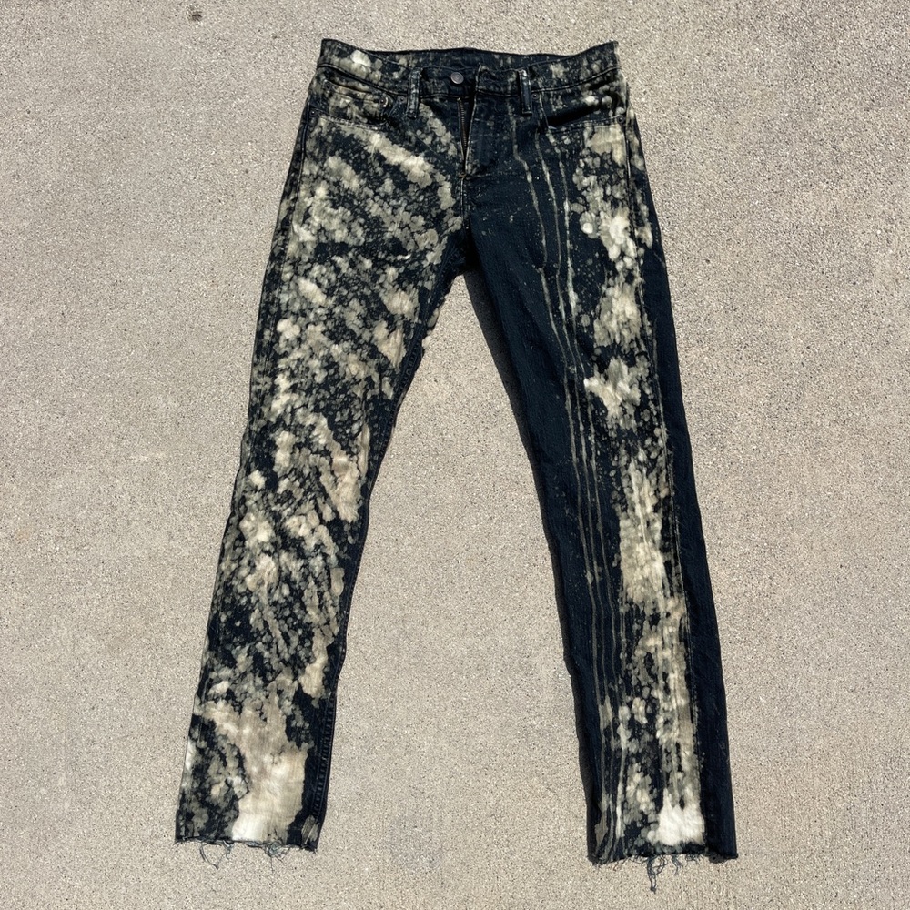 Hand Bleached Levi's Rockstar Jeans